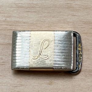 VINTAGE Hickok gold plated L belt buckle stamped